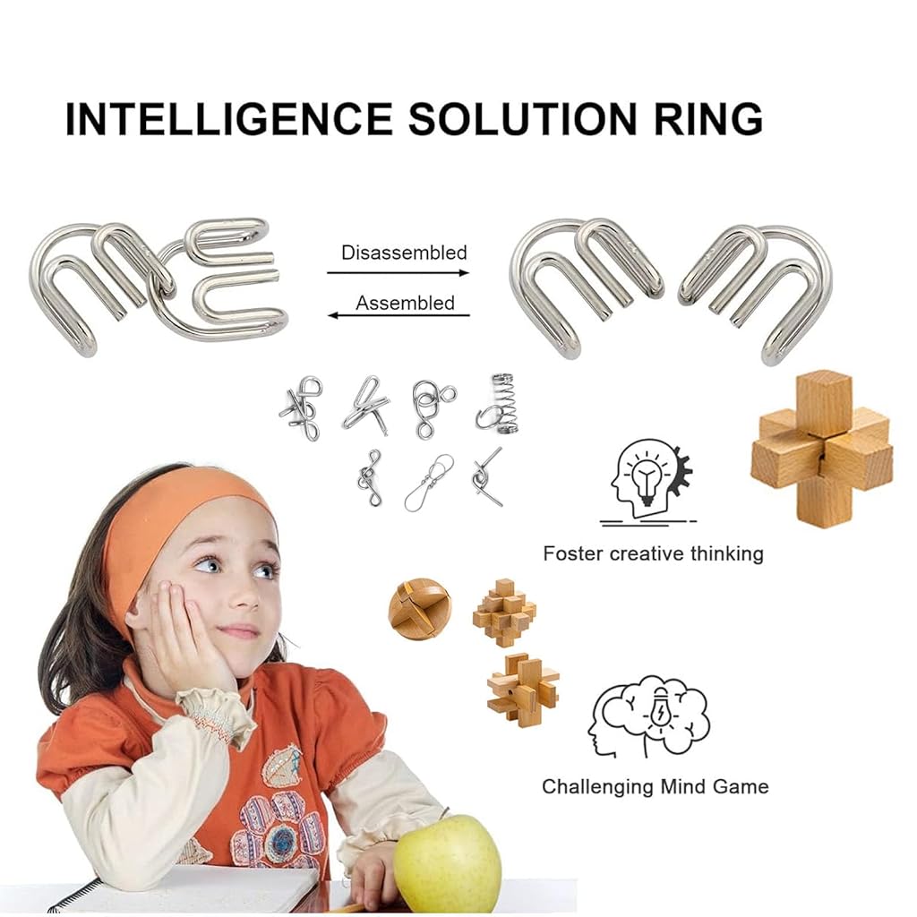 PATPAT® 12pcs Brain Teaser Toys Puzzle Toys for Kids & Adults Logic Training Stress Relief Fidget Toys Mini Pocket Brain Puzzle Toys Mind Development Games