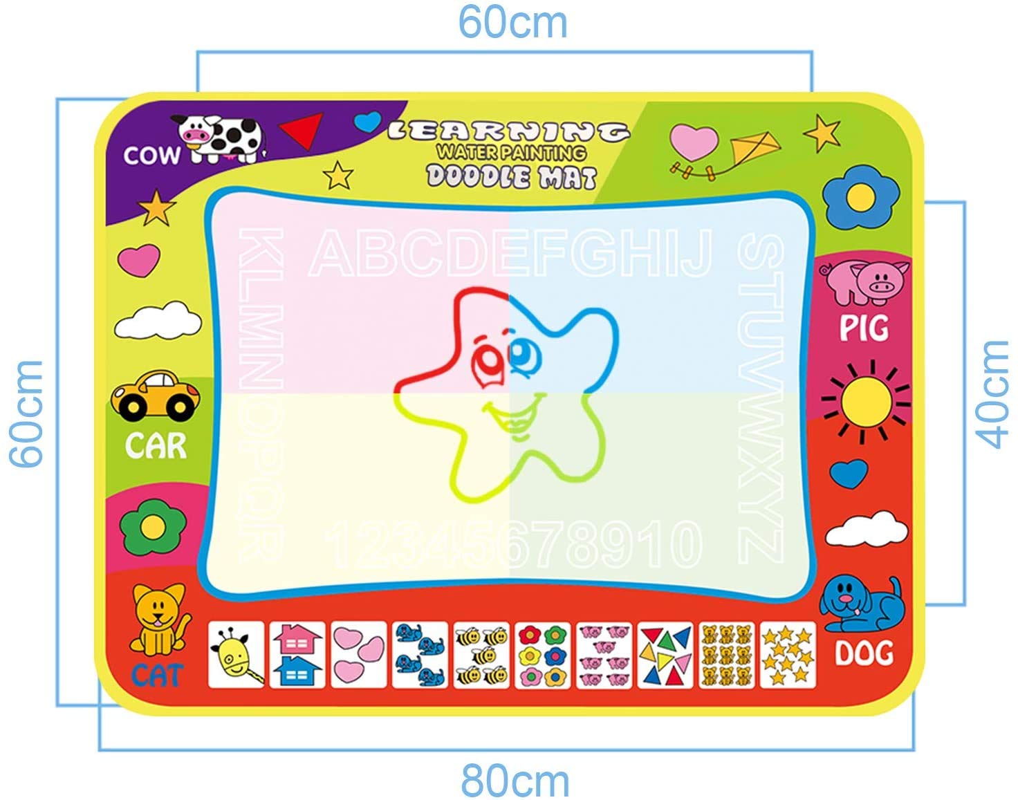 Aqua Magic Water Drawing Mat for Toddlers with 2 Refillable Pens | Mess Free Educational Toy