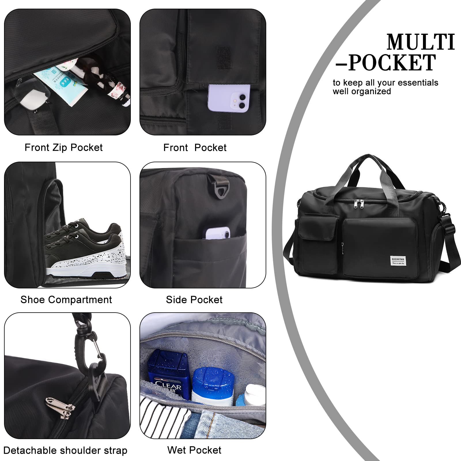 PALAY Travel Duffle Bag for Women and Men with 44×20×26 cm Capacity | Shoe Compartment and Waterproof Polyester