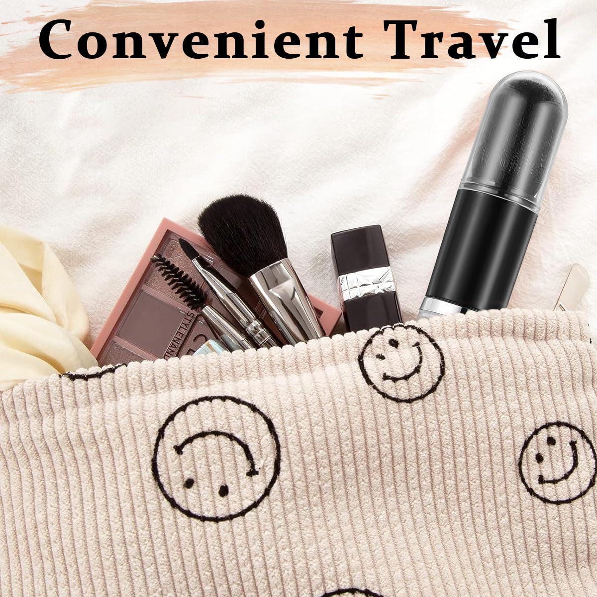 MAYCREATE Mini Makeup Brush Set 4 in 1 for Travel with Storage Capsule | Black Synthetic Fiber Brushes