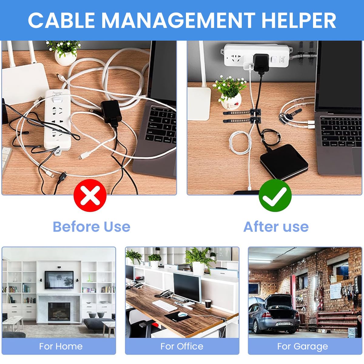 ZORBES Adjustable Cable Ties for Desk and Wire Management with Self Adhesive Base 50 pcs | Releasable Reusable Nylon 3.5 in Holders