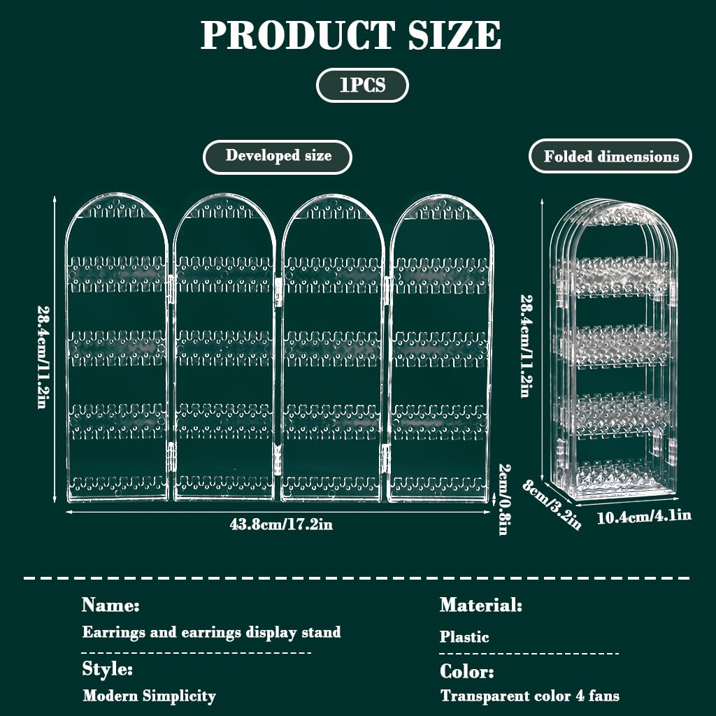 HASTHIP Earrings Display Stand for Desk with 4 Panel Folding Structure and Clear Design | Portable Jewelry Organizer