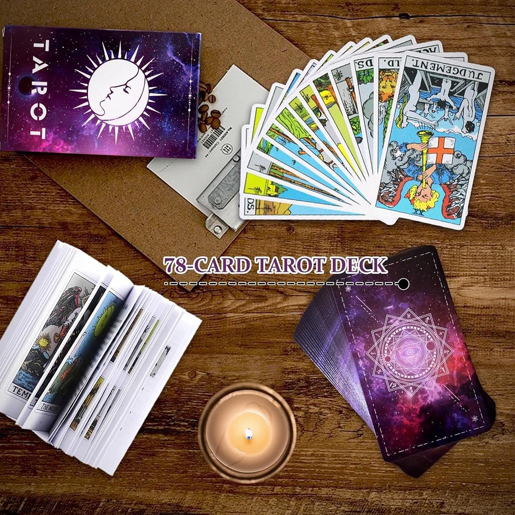 Zibuyu Tarot Cards Deck for Divination and Meditation with Guidebook | 78 Cards 4.75 x 2.76 in Purple Design
