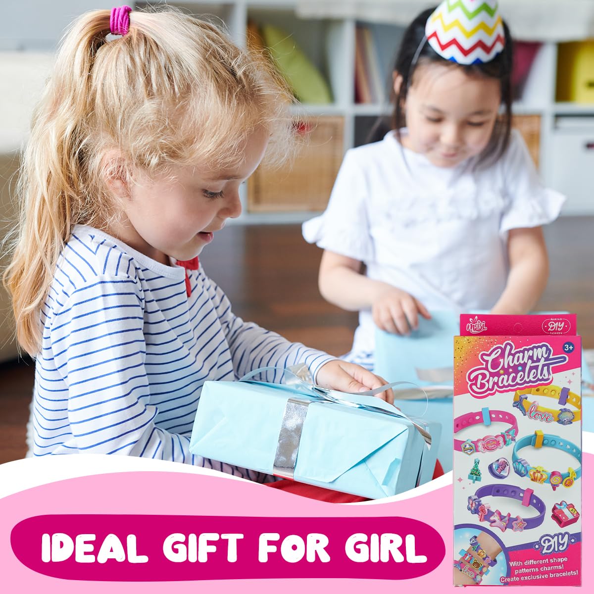 PATPAT Bracelet Making Set for Girls with 288 pcs Charms and 4 Silicone Straps | DIY Gift Kit