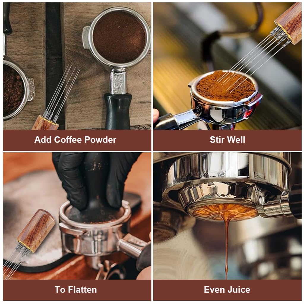 Supvox Espresso Coffee Stirrer for Espresso Machines with 6 Fine 0.4mm Needles & 51mm Puck Screen | Stainless Steel Filter for Barista Use