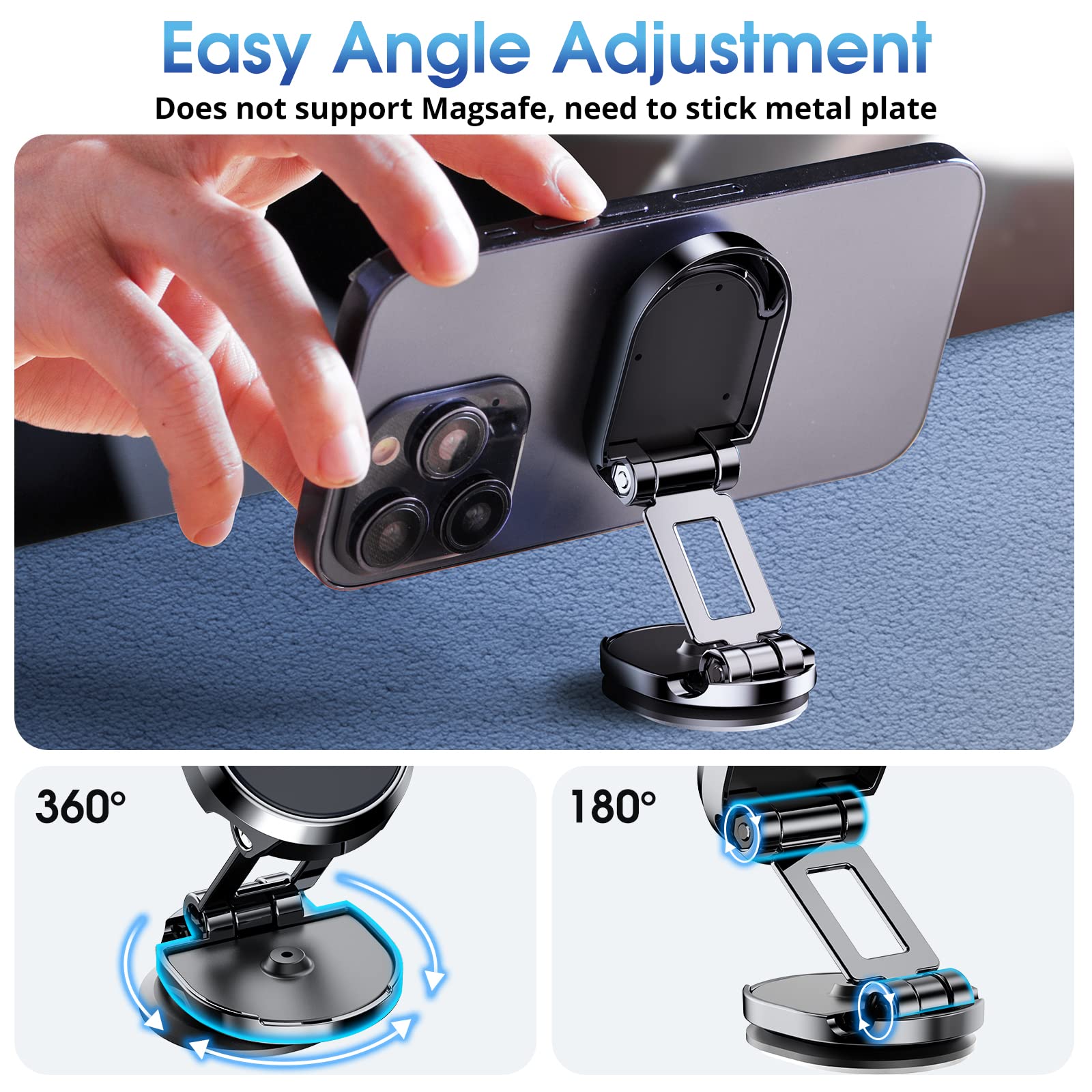 STHIRA Magnetic Mobile Holder for Car with 6 N52 Magnets and Adjustable Alloy Arm | Easy Installation