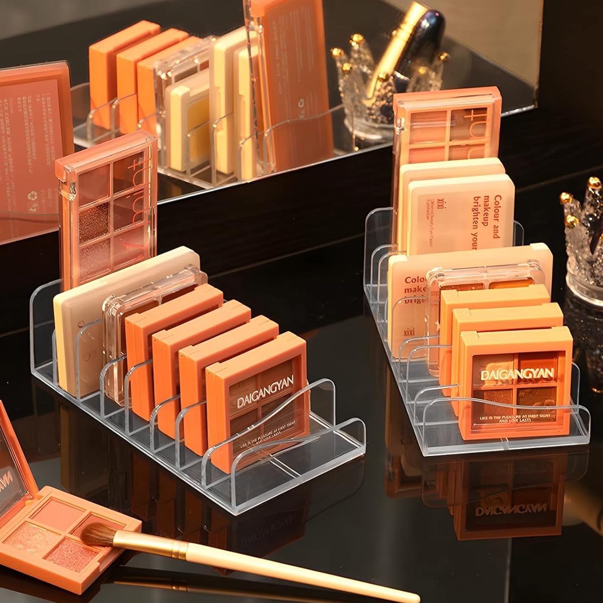 MAYCREATE Acrylic Eyeshadow Palette Organizer with 8 Compartments for Makeup Storage | 6.6 x 3.5 x 2 in Holder for Vanity and Cosmetic Display