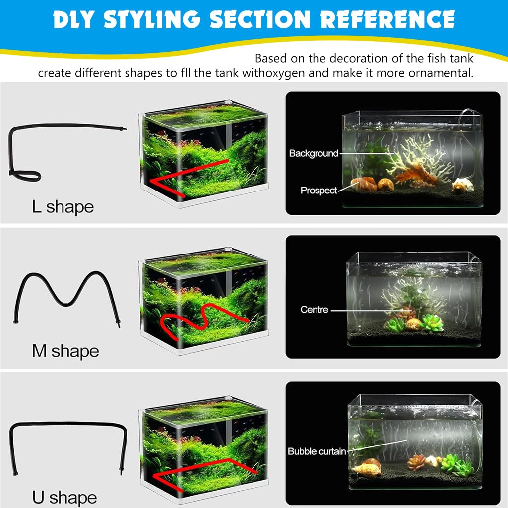 Qpets Aquarium Fine Bubble Linear Diffuser for Fish Tanks featuring 60cm Aeration Tube | Works with Most Air Pumps