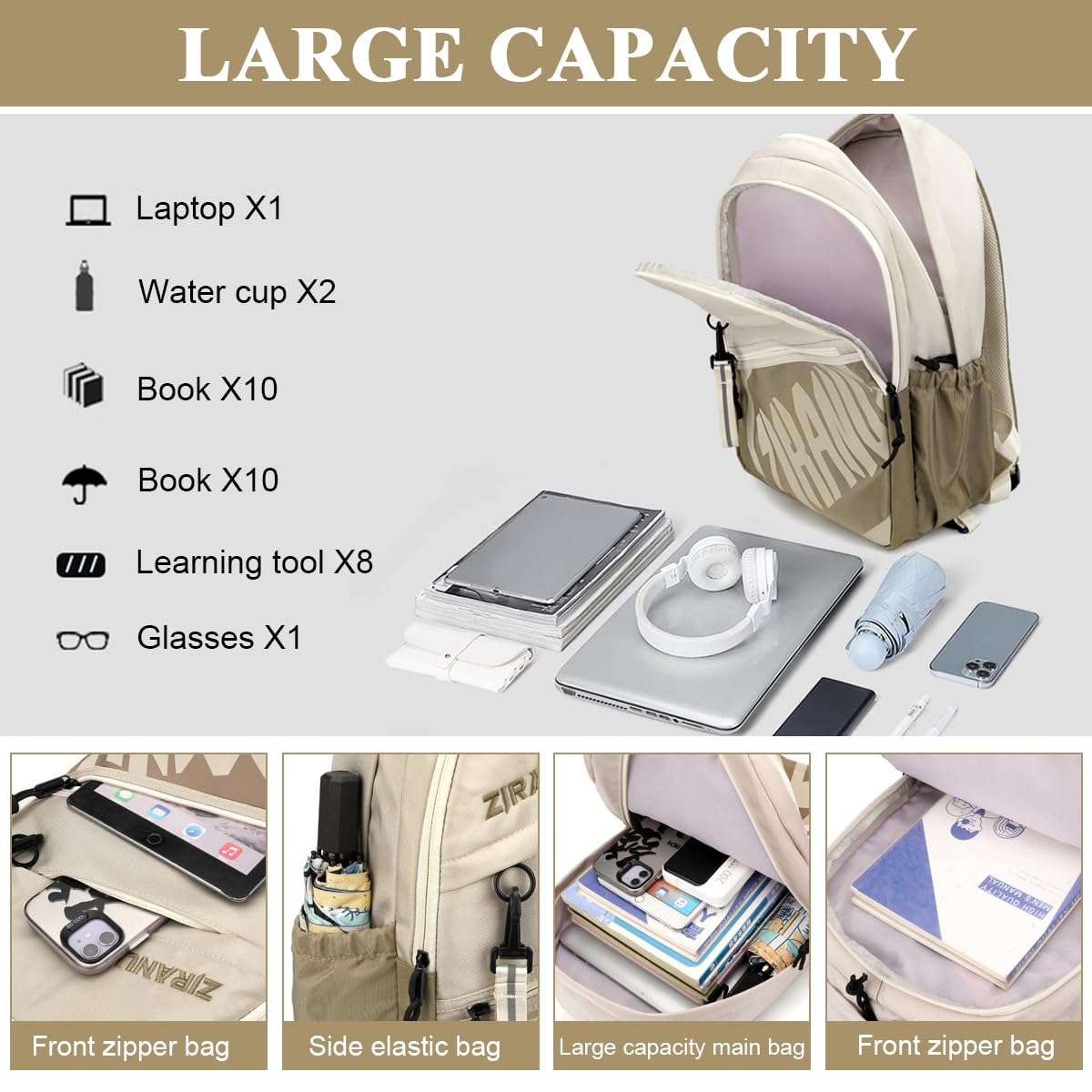 GUSTAVE Laptop Backpack for Travel and School with 14 inch Capacity | Waterproof Polyester Design