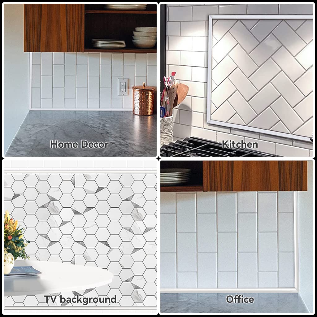 HASTHIP Wall Sticker Trim for Kitchen Backsplash and Tile Edges featuring Self-Adhesive PVC | 10 Ft White Peel and Stick Baseboard