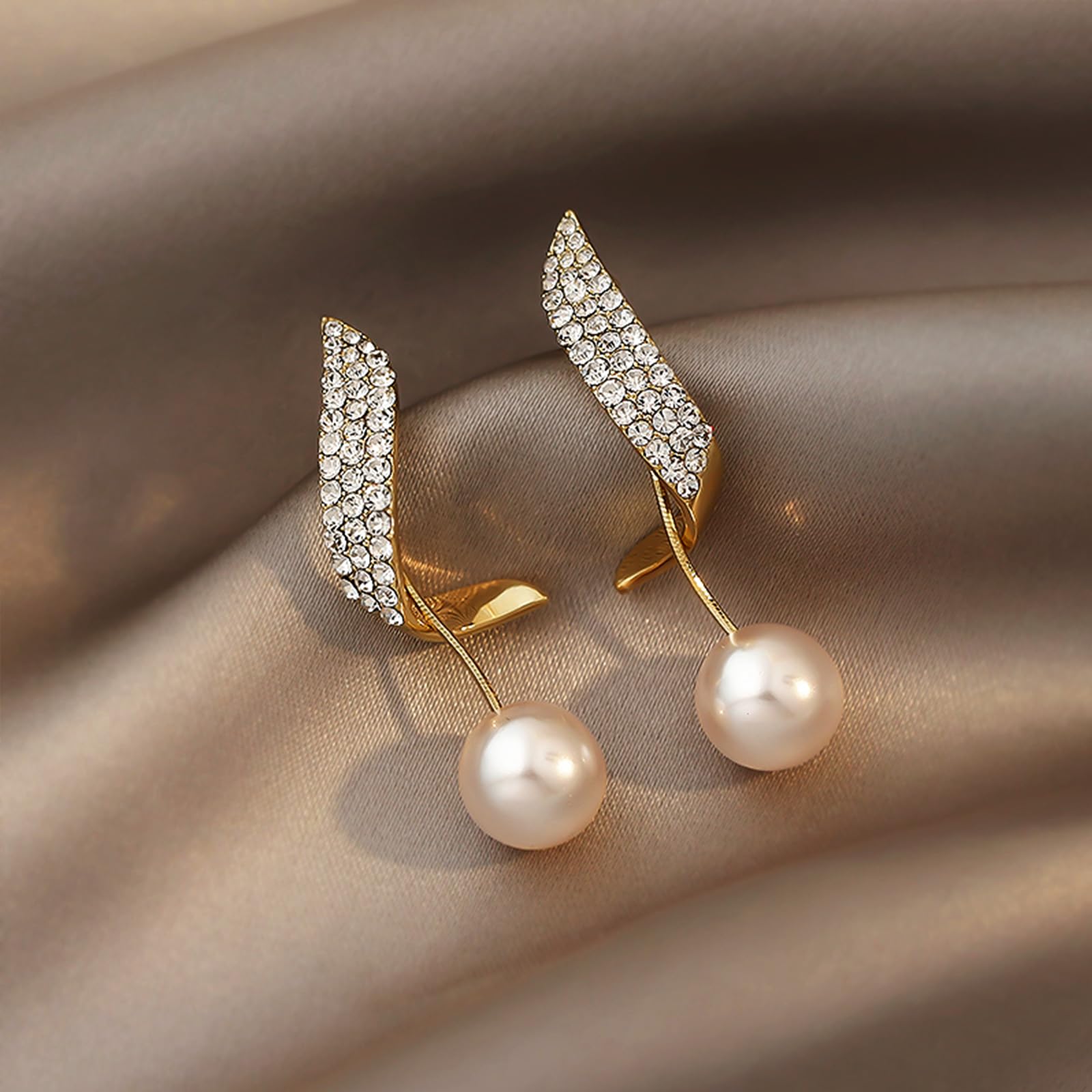 Zibuyu Vintage Pearl Dangle Earrings for Women featuring Rhinestone Drops | Elegant Acrylic Pearl Jewelry for Daily and Evening Wear