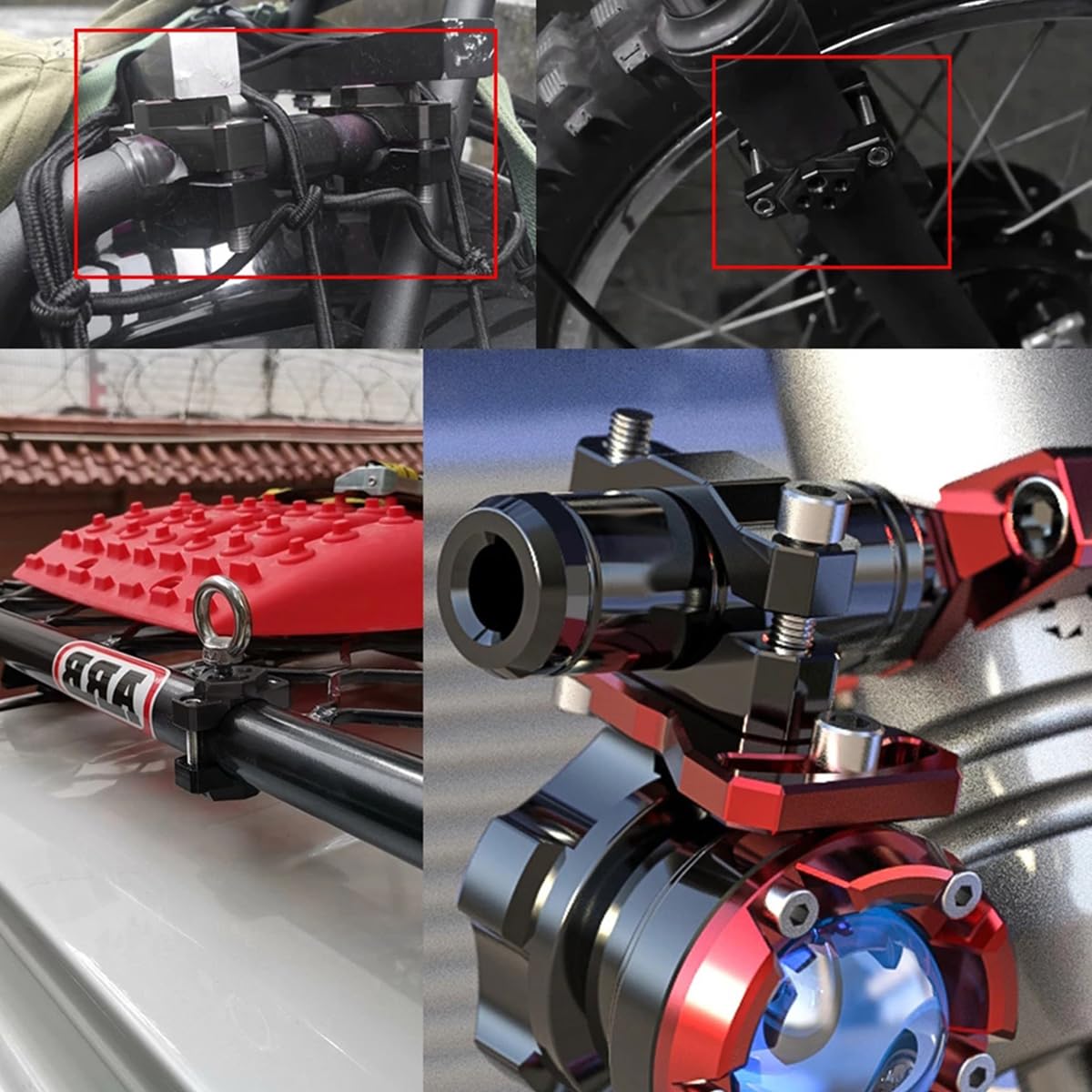 STHIRA Motorcycle Crash Guard for Handlebar or Bumper Mount with 17–32mm Adjustable Clamp | Aluminum Alloy Spotlight Bracket