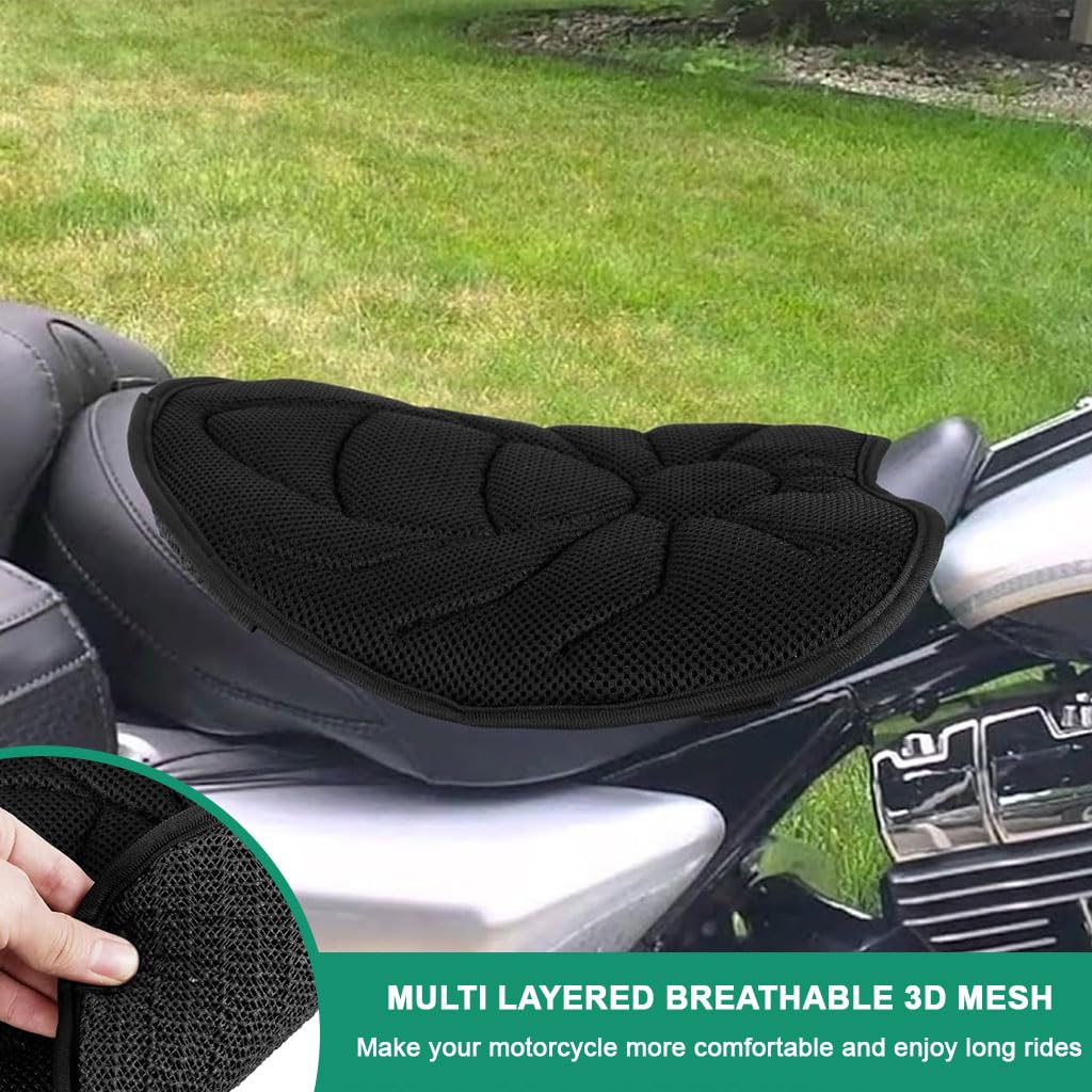 STHIRA Motorcycle Seat Pad for Long Rides with 29.5 x 29 cm Anti Skid Mesh Cushioning | Breathable and Vibration Absorbing
