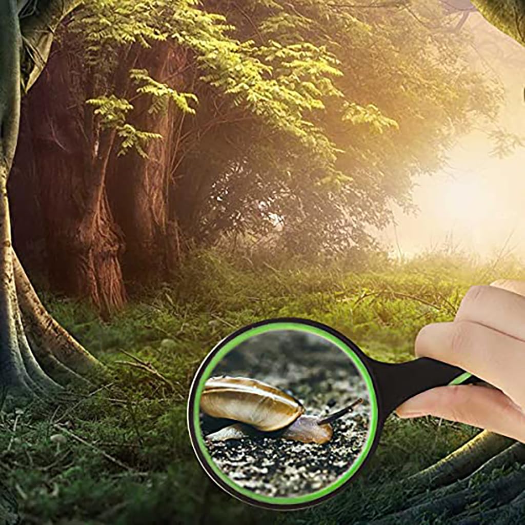ZIBUYU Magnifying Glass for Reading with 5X 100mm Real Glass Lens and Ergonomic Handle | Ideal for Seniors and Kids