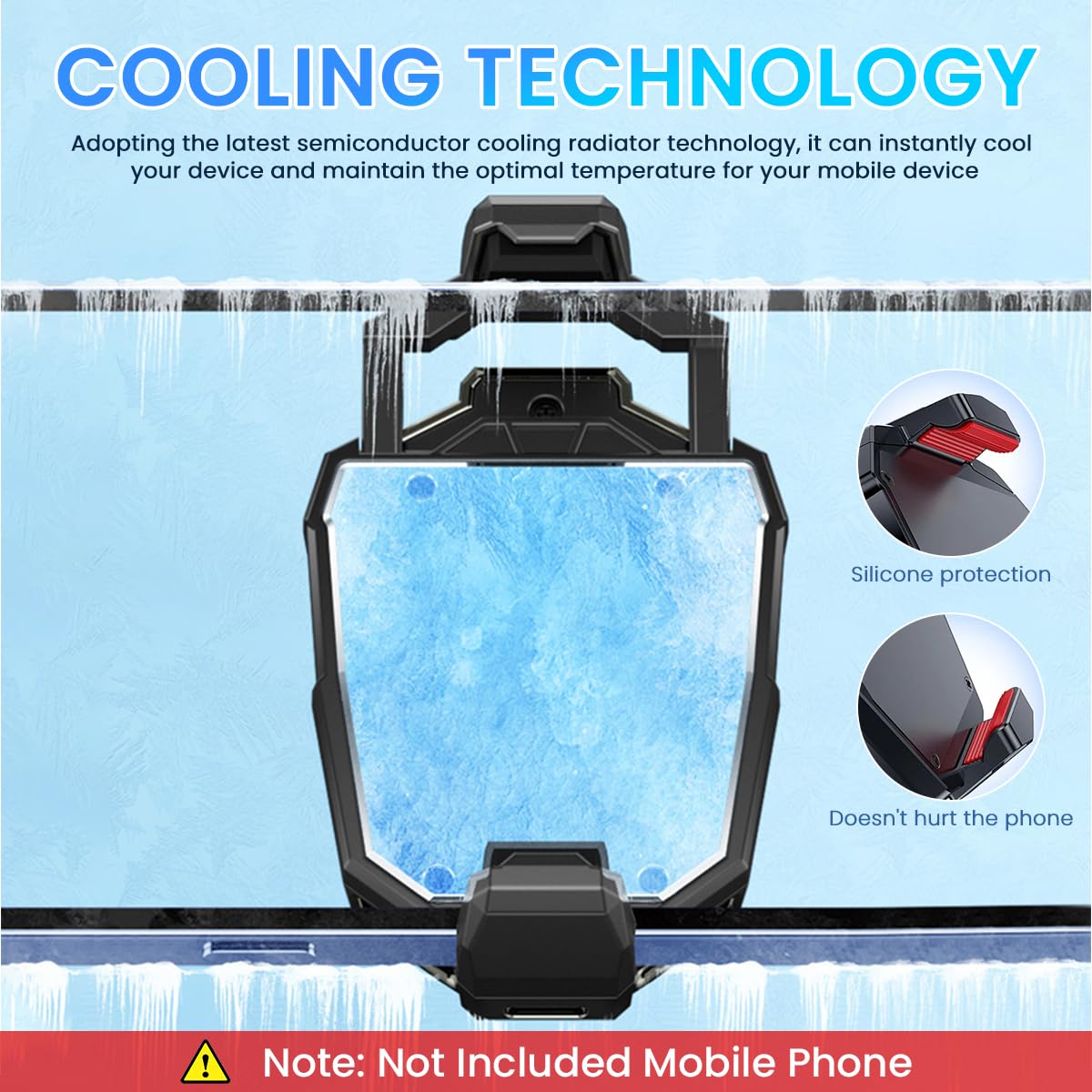 ZORBES Phone Cooler Gaming Fan, 3 Speed Adjustable Gaming Phone Cooling Fan with Digital Display and 5 Pairs Finger Covers, Phone Cooler for iOS & Android Smartphones from 4.5 to 6.7 in for Live Streaming