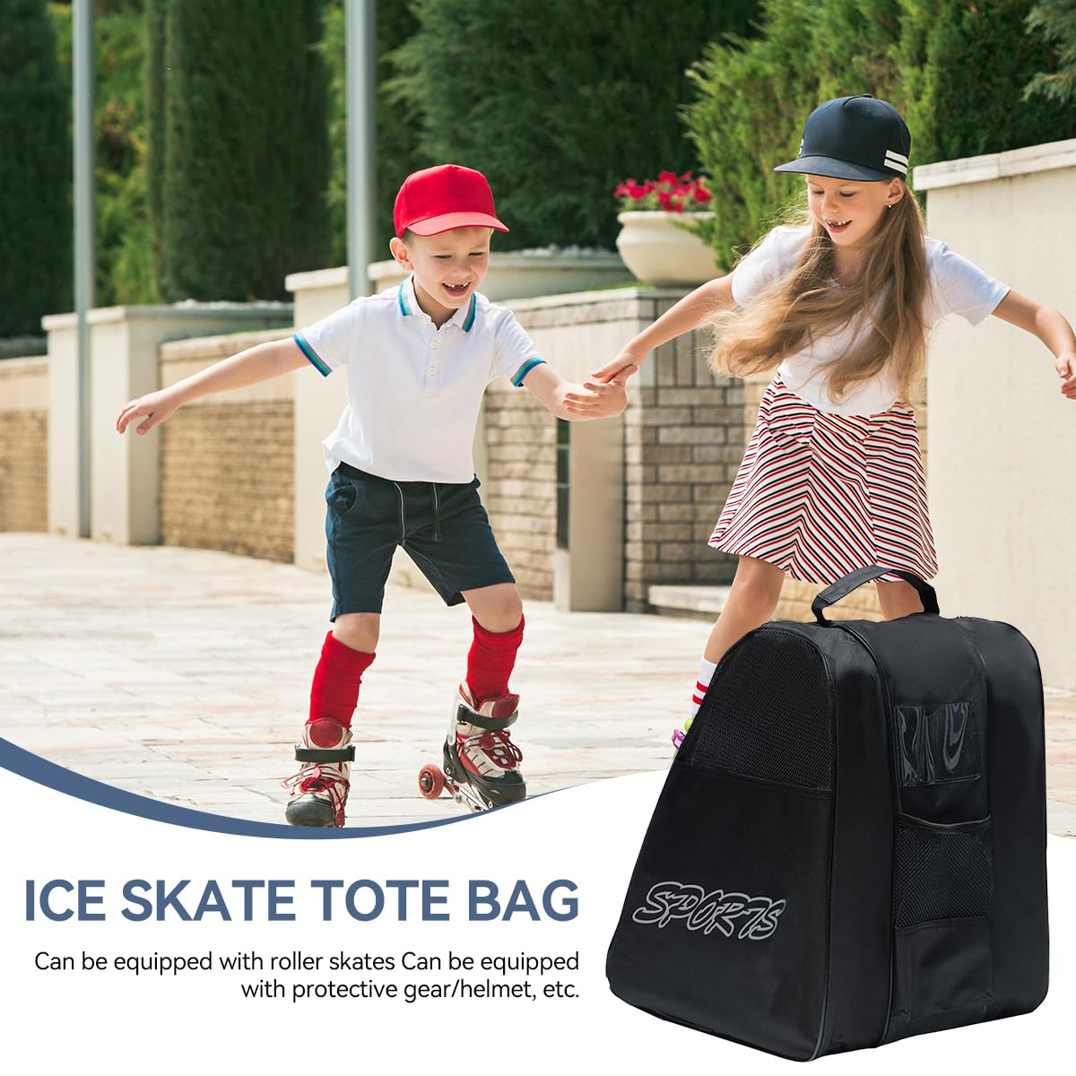 Proberos® Roller Skate Bag Skating Shoes Carry Bag with Handle & Shoulder Strap Multi Pockets Skating Gear Storage Bag Carry Bag Carry On Bag for Ice Skating, Roller Skating, 41x25x39cm