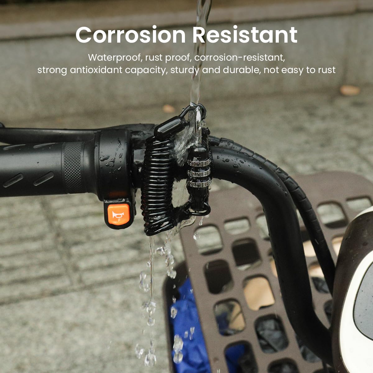 STHIRA Helmet Lock for Bike with 3.3ft Coiled Steel Rope featuring Screw Fixed Zinc Alloy Design