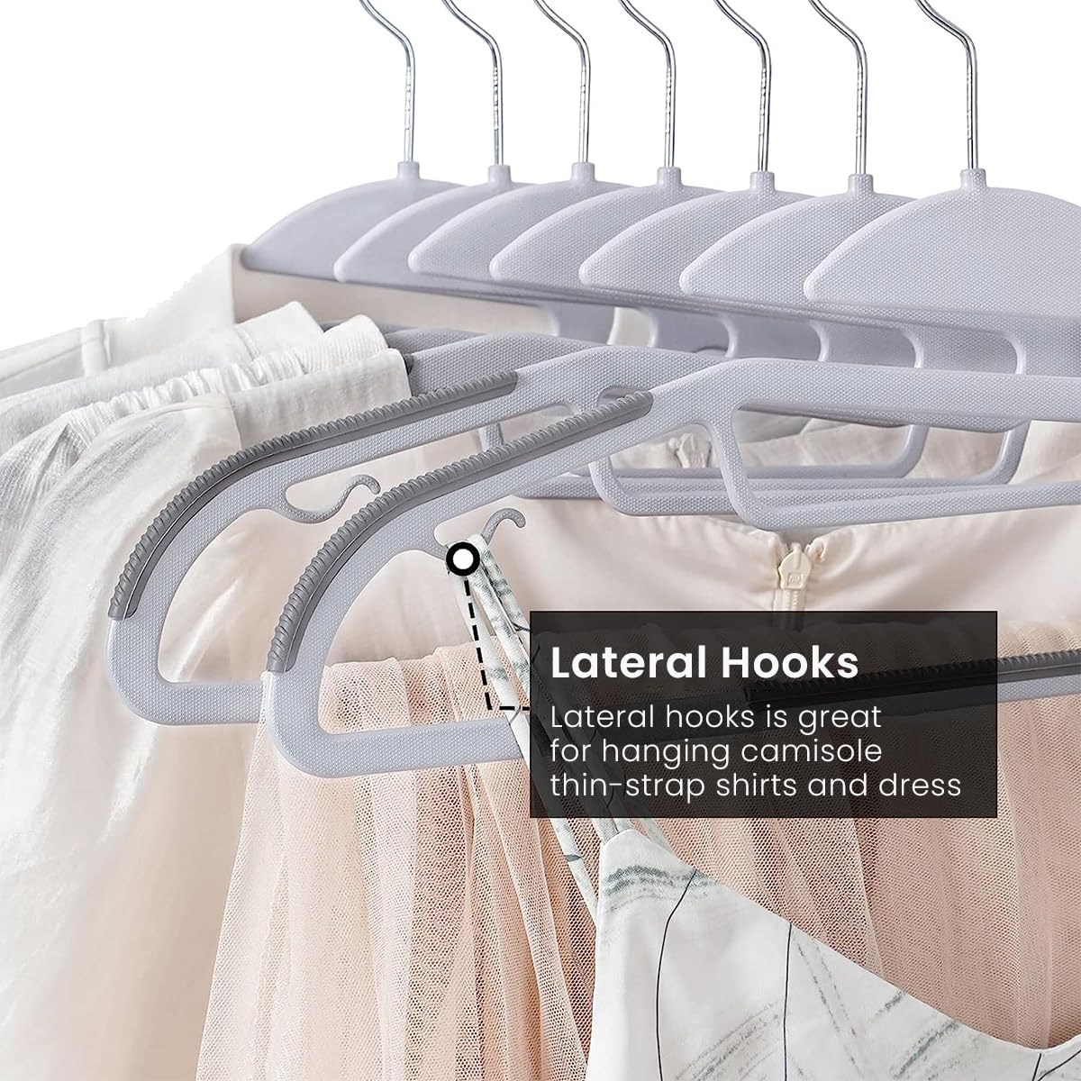 HASTHIP® 10pcs Plastic Clothes Hangers Dry Wet Hangers Space Saving Clothes Hangers, Durable Clothes Hangers with Non-Slip Pads, Clothes Hanger for Bedroom Closet Wardrobe for Shirts, Pants, Scarves