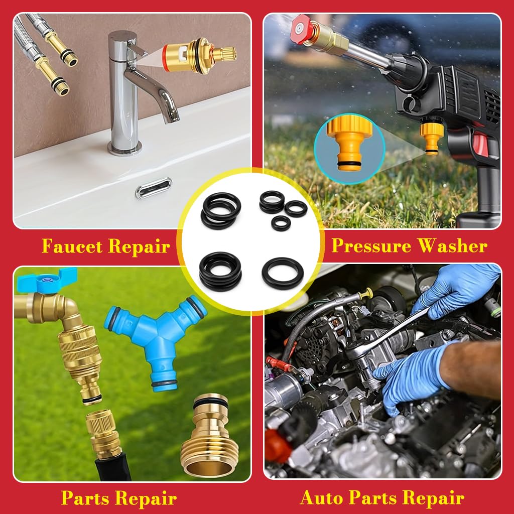 Serplex O Ring Assortment Kit 225 pcs for Car and Plumbing Repairs | Rubber Gasket Set