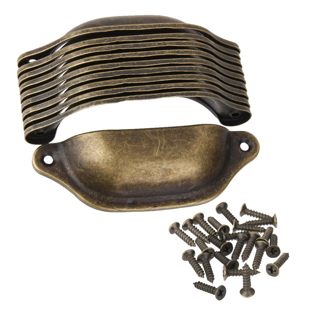 HASTHIP Antique Brass Shell Cabinet Knobs 20 Pcs for Door Drawer & Wardrobe | Easy Install