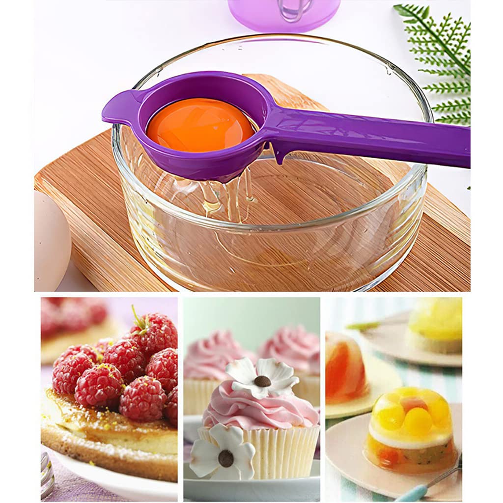 HASTHIP® 10Pcs Measuring Spoons Cups Silicone Kitchen Utensils Spoon Set, Include Egg Strainer, Oil Brush, Scraper, Egg Beater, Silicone Cooking & Baking Tool, BPA-Free, Dishwasher Safe (Purple)