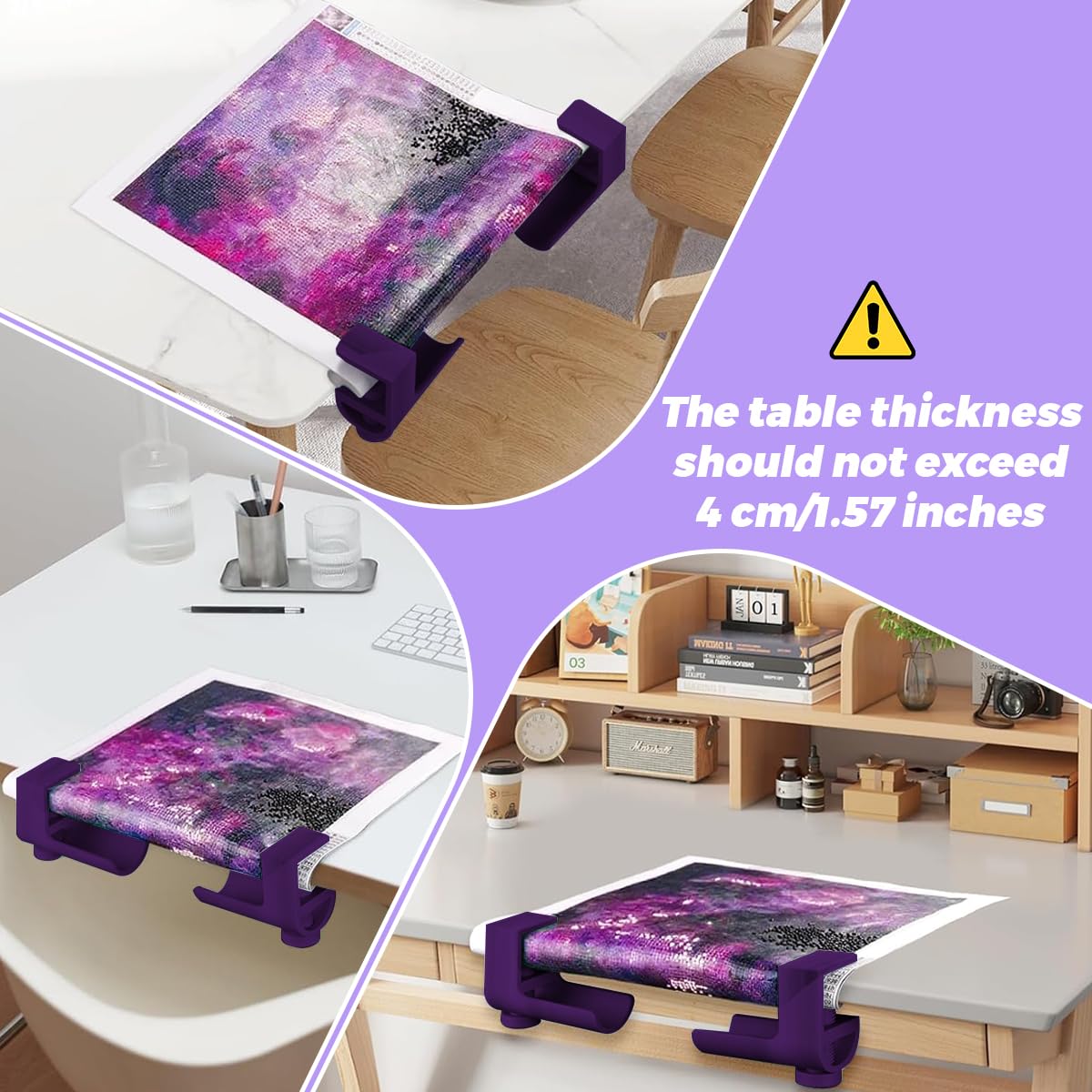 HASTHIP Desk Mounted Canvas Holder Kit for Diamond Painting with Adjustable Anti Crease Grips