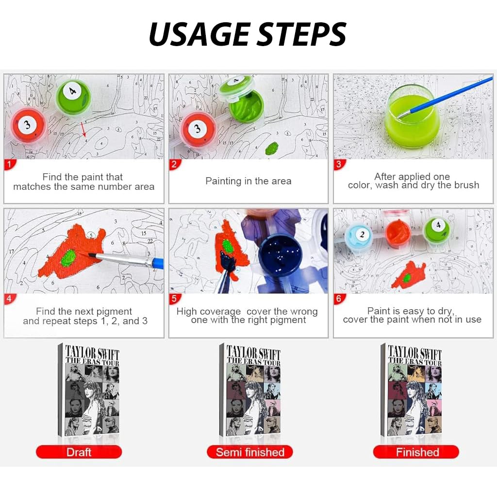 HASTHIP Taylor Swift Paint by Numbers Kit for Adults with Acrylic Paints 16x24 inch | DIY Wall Art Gift