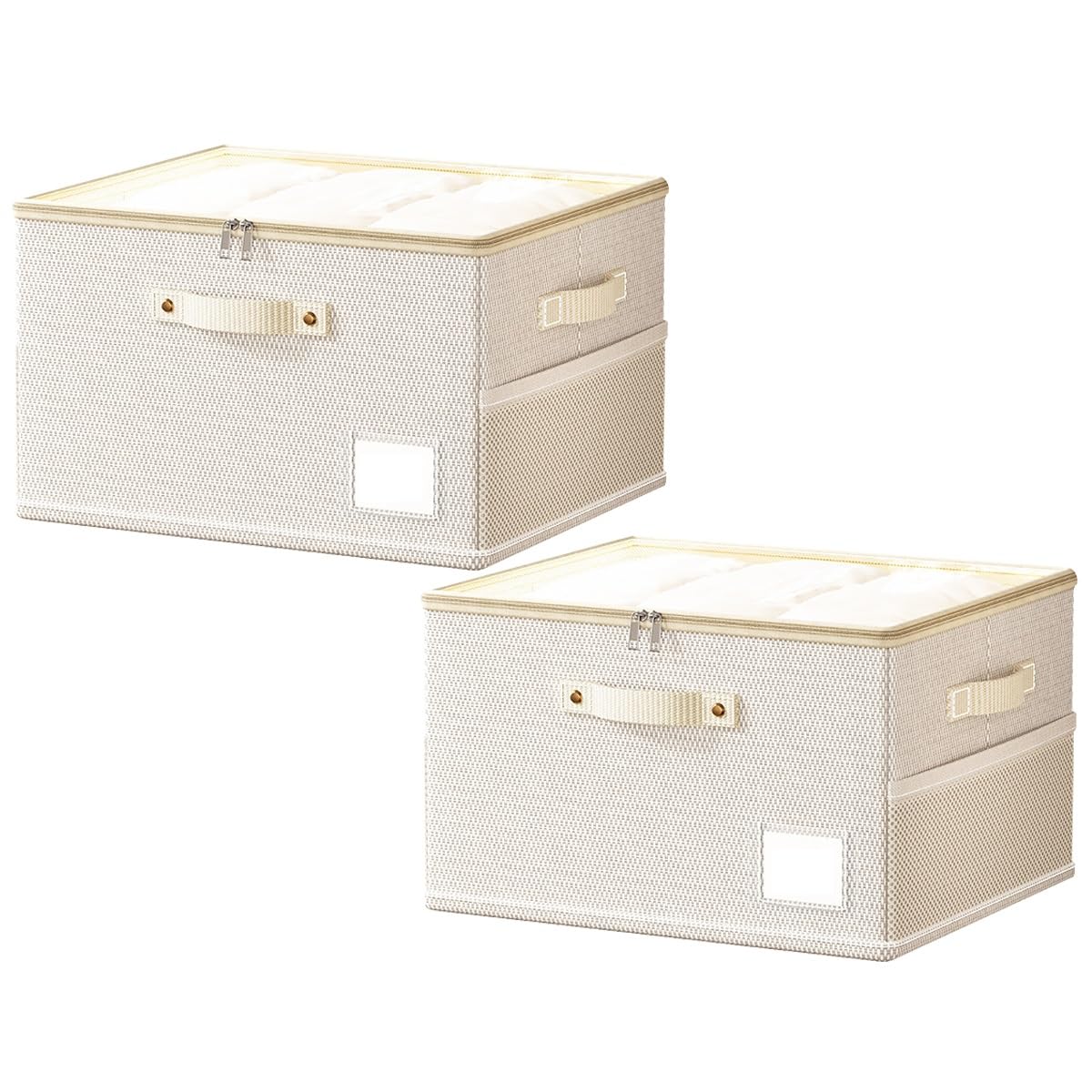 ZIBUYU Foldable Storage Boxes for Clothes and Bedding with Lids and Side Pockets | Washable Oxford Fabric Closet Organizers