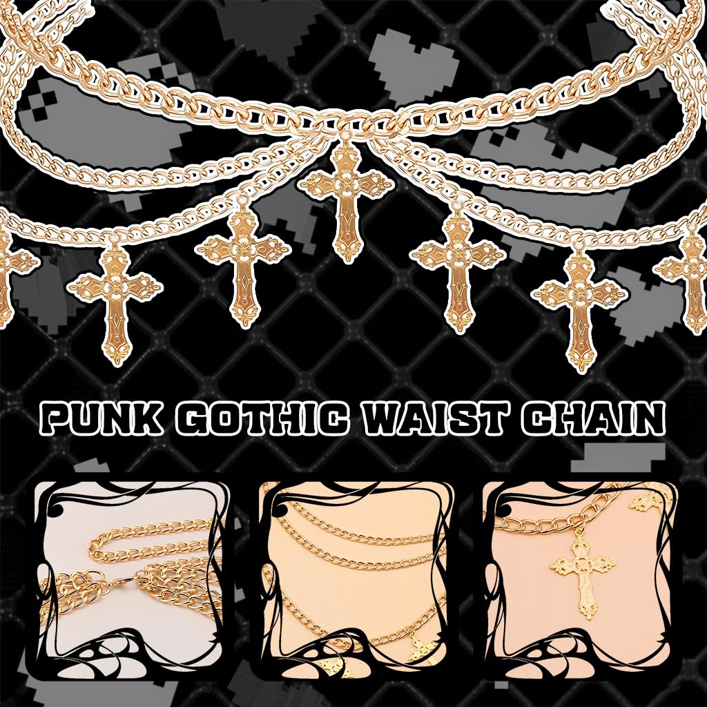 SANNIDHI Waist Chain for Women featuring Cross Tassel Pendant | Gothic Punk Belt for Dresses