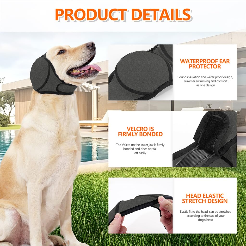 Qpets Dog Ear Protectors for Anxiety Relief with Adjustable Chin Strap | 2PCS Noise Reduction Headwear