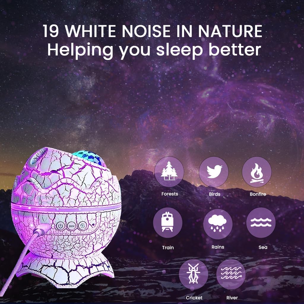 ELEPHANTBOAT Star Projector Light with Bluetooth Speaker and 19 White Noise | Remote Timer