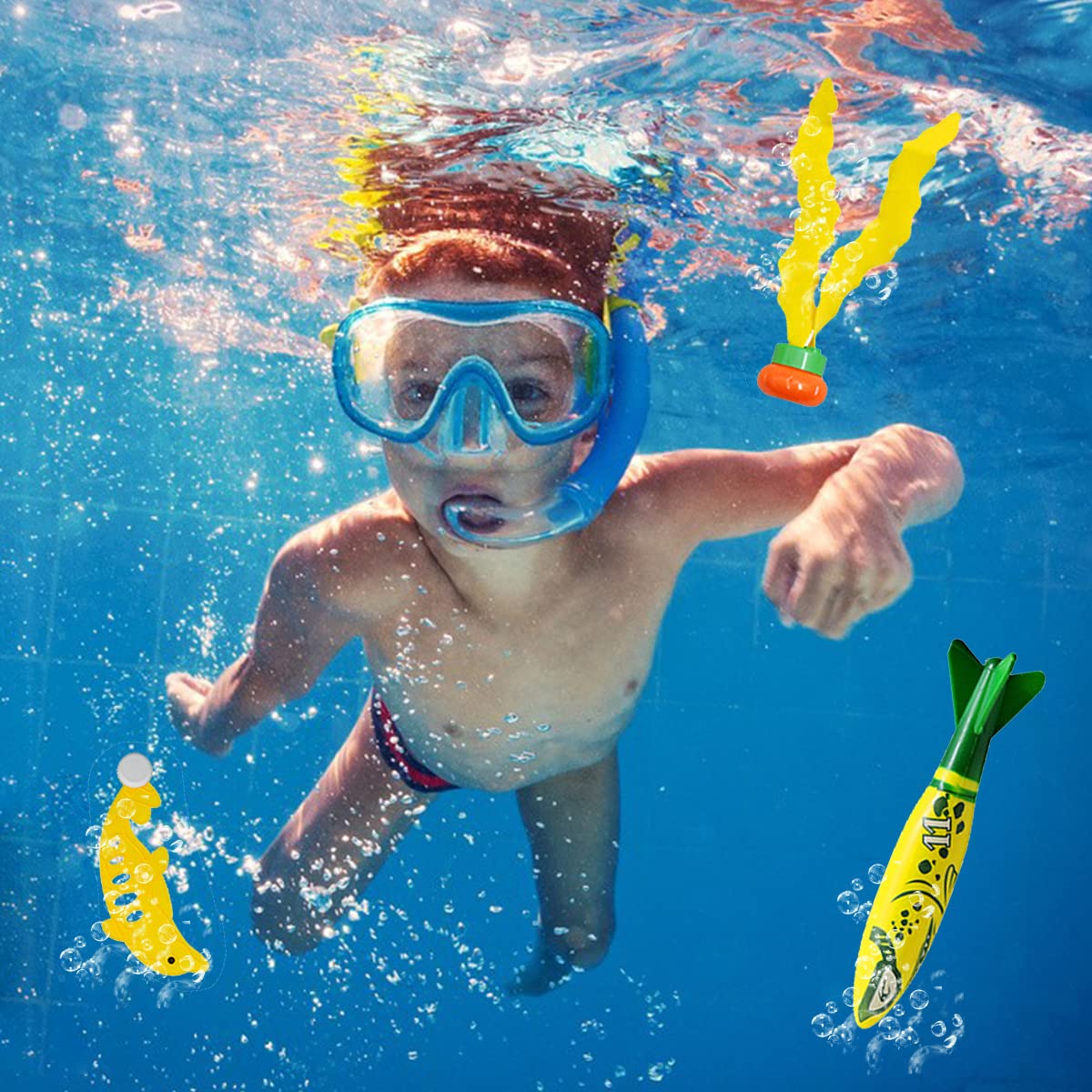 PATPAT Pool Toys for Kids with 27PCS Diving Rings and Pirate Treasures | Fun Summer Water Play Set