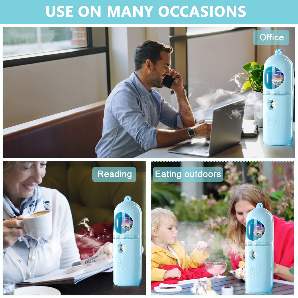 MAYCREATE Face Mist Sprayer for Daily Makeup with 30ml Tank and USB Rechargeable Nano Spray | Cute Portable Skin Hydration for Women and Girls