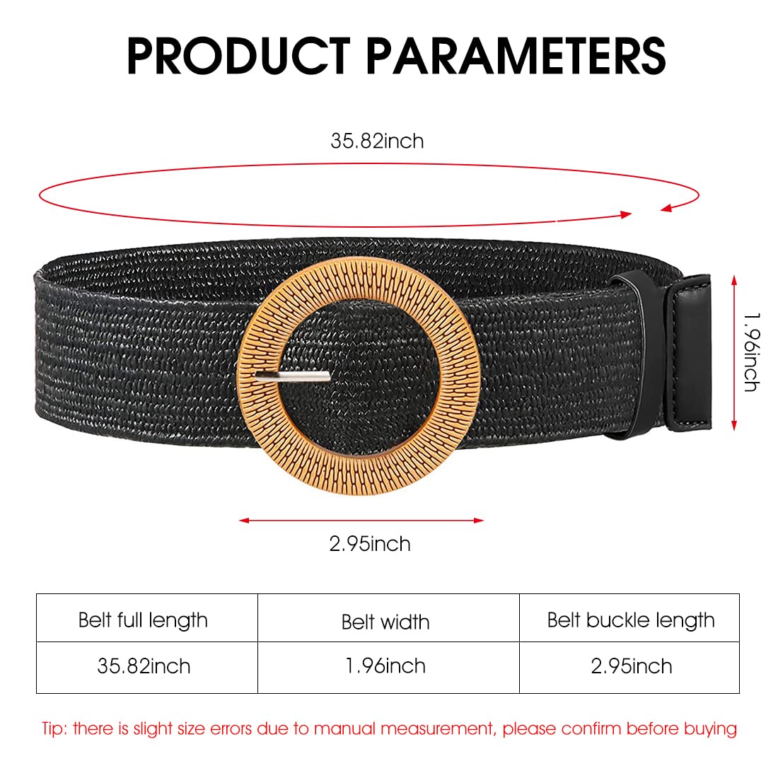 Zibuyu Waist Belt for Women and Girls Dresses featuring 1.77 in Straw Woven Design | Adjustable Round Wooden Buckle