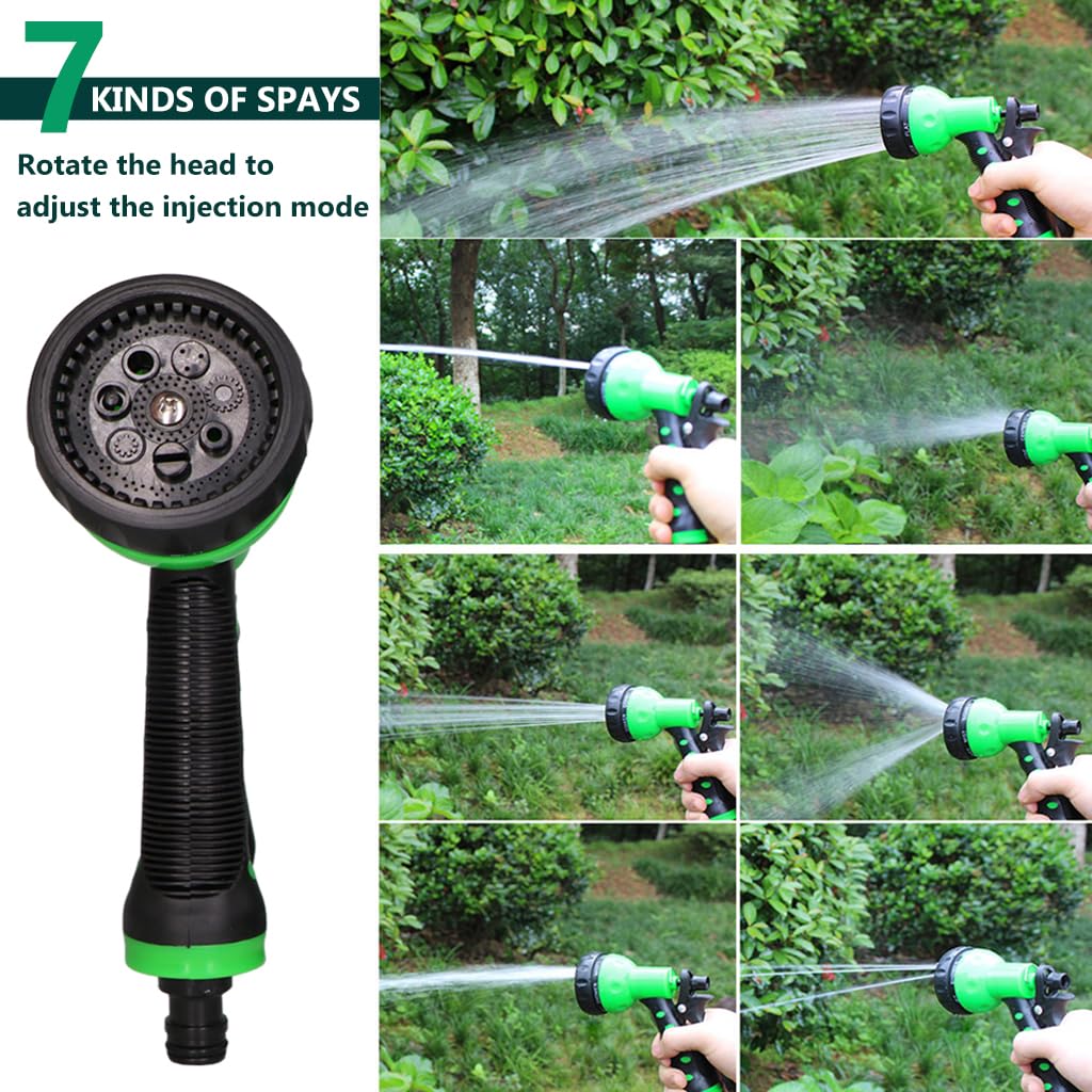 HASTHIP® 50ft/15m Garden Hose Pipe with 7 Function Sprayer Gun, Expandable EVA Lightweight Anti-Kink Flexible Water Hose with 3/8'' Quick Connector & Sprinkler for Home Garden Car Washing Pet Bathing