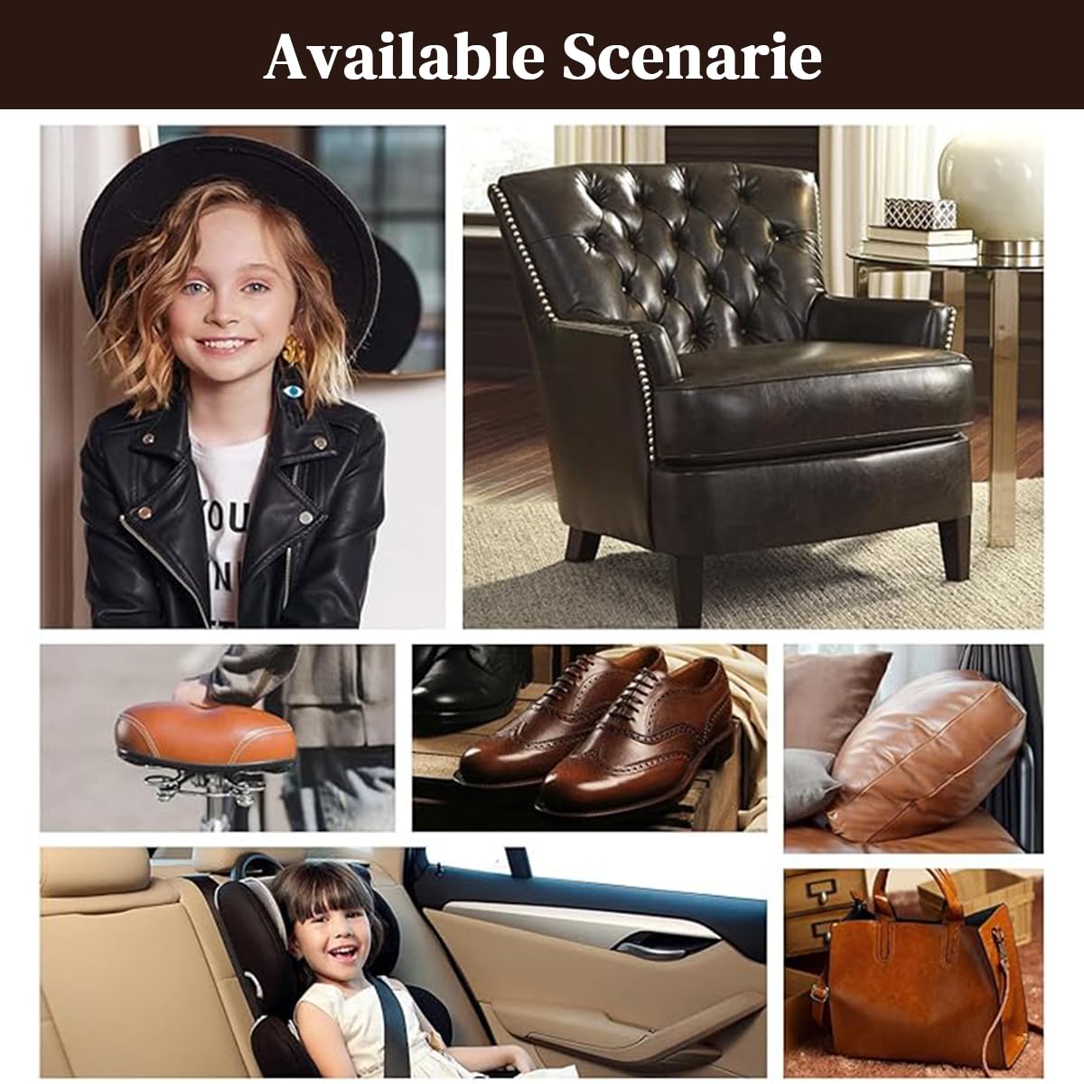 STHIRA Self Adhesive Leather Patches for Car Seats and Furniture 15pcs 30x20cm Brown | Waterproof Synthetic Sheets for Sofa Repair