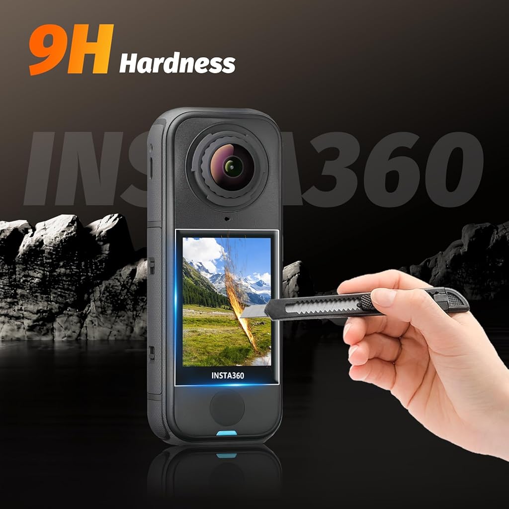 ZORBES® Compatible with 360 X4 Air, Action Camera Screen Protector 9H Hardness HD Clear Tempered Glass, Bubble Free Application, Protective Film for Action Camera Display, Pack of 3