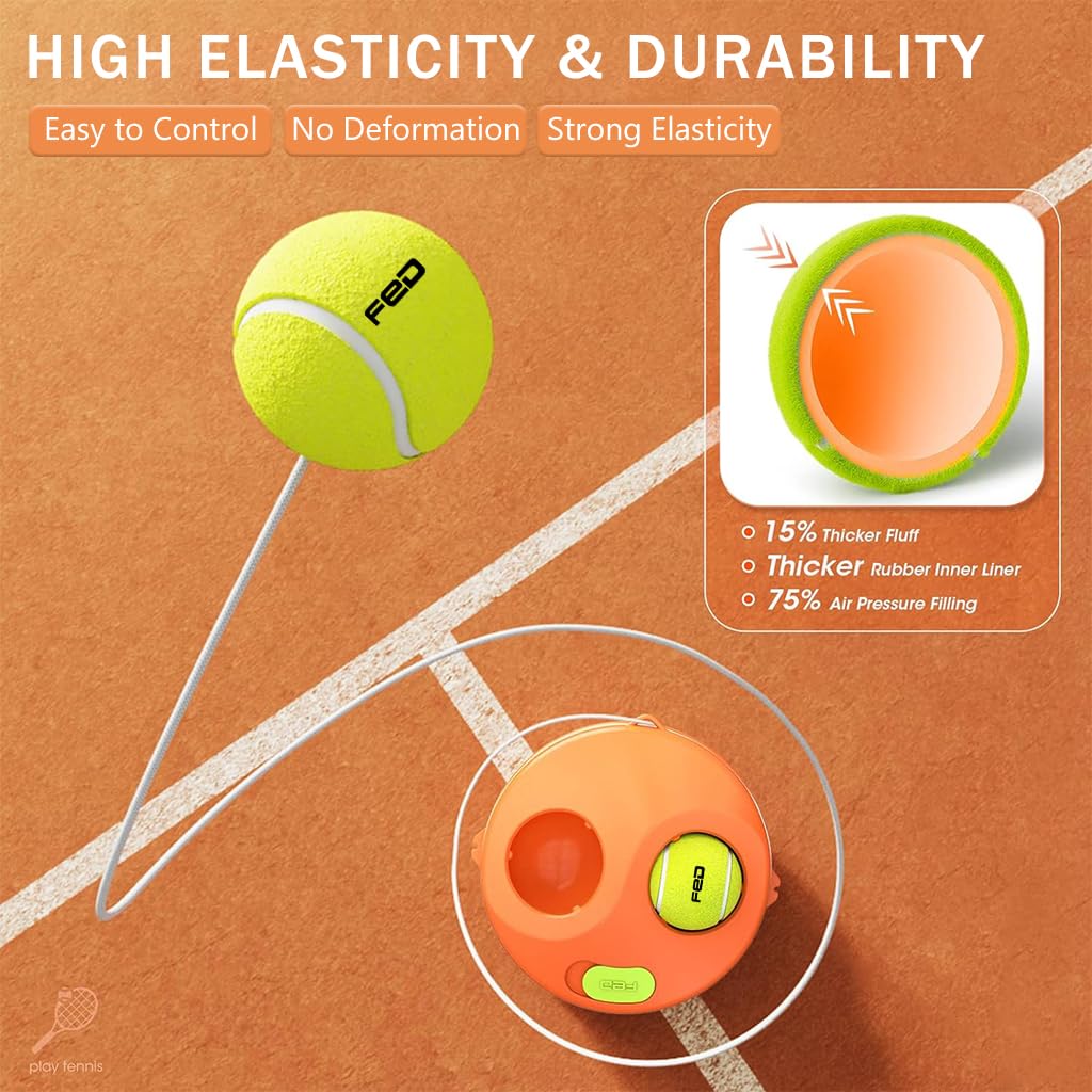 Proberos® Tennis Trainer Device with Tennis Racquet/Rackets, 2 Stringed Tennis Balls Ground Attached Tennis Trainer Equipment Starters Solo Training Tennis Training Kit for Teens, Adults