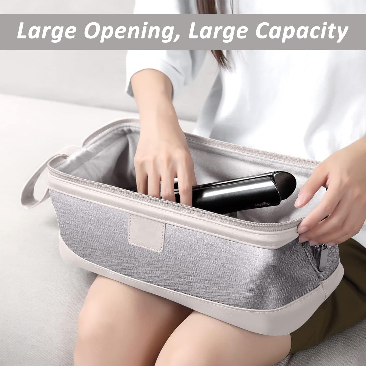 MAYCREATE Airwrap Nylon Travel Case for Dyson and Shark Flexstyle featuring 38x17x14cm storage | compact pouch with handstrap for organized travel