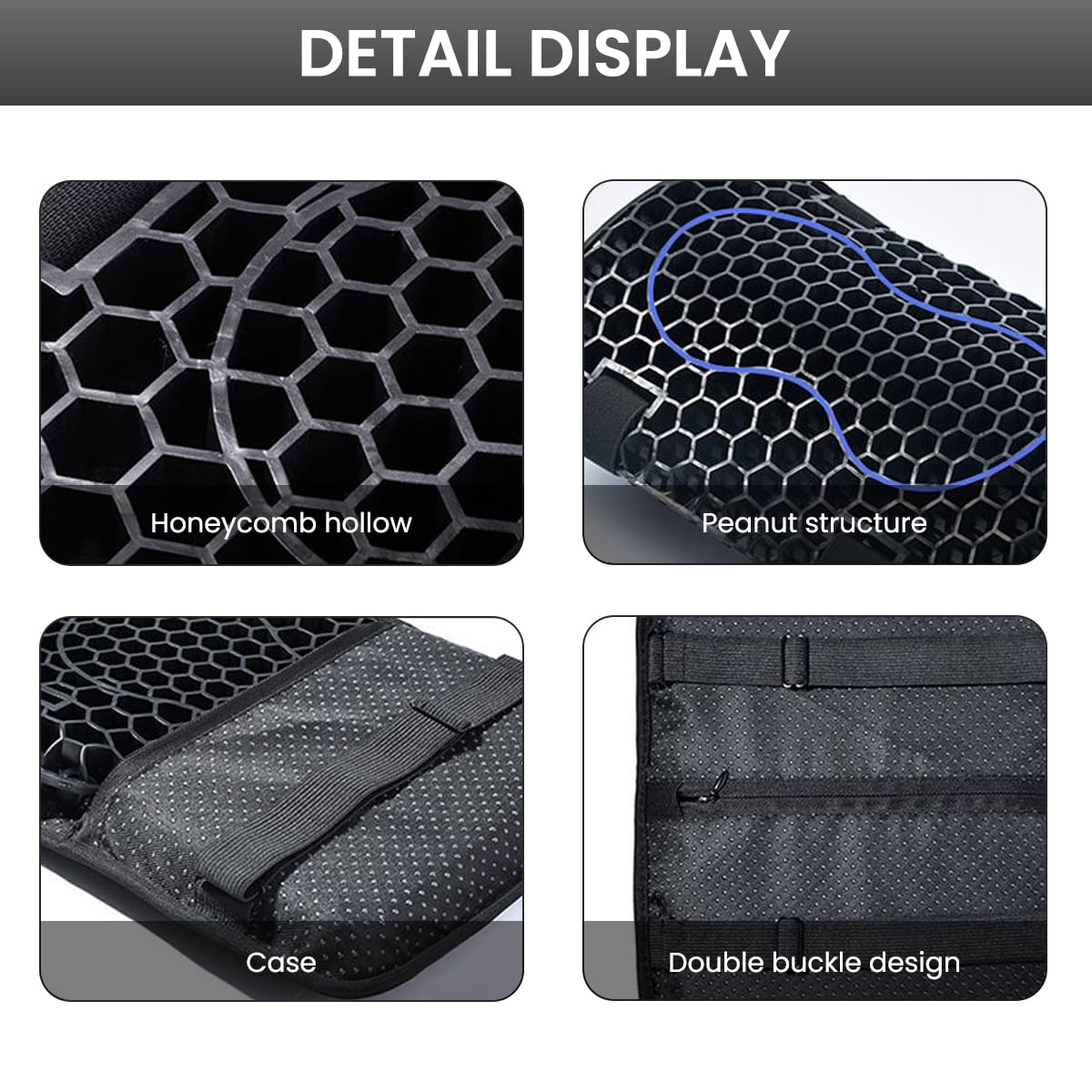 STHIRA Motorcycle Gel Cushion for Bikes and Scooters with 3D Shock Absorbing Honeycomb | 3PCS Breathable Anti Slip Seat Cover