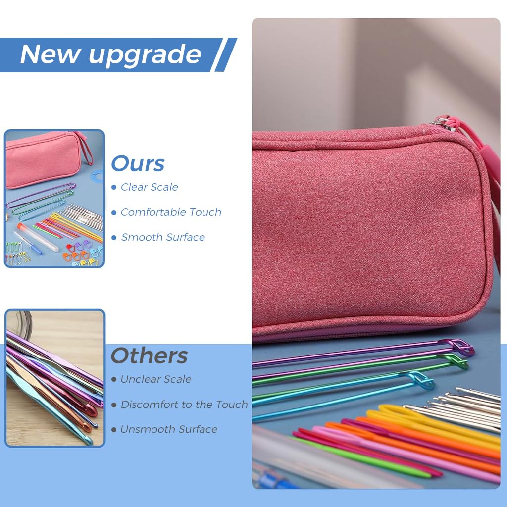 HASTHIP Crochet Hooks Set for DIY Projects with 80 Accessories and Ergonomic Handles | 0.5–10mm Aluminum Hooks in Storage Bag