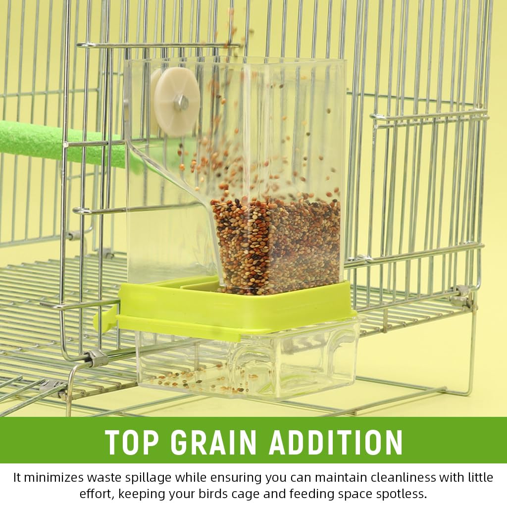Qpets Parrot Feeder for Cage Birds with Transparent Food Container and Removable Perch Tray 7.9x8.3x18.5cm | Set of 3