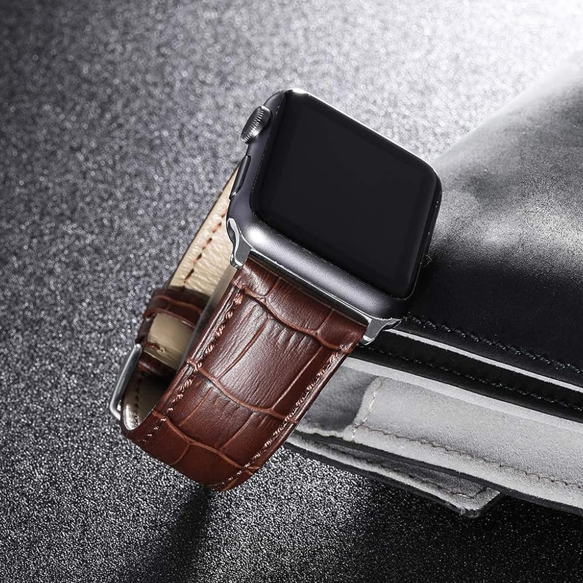 ZORBES Leather Watch Strap for Apple Watch 42 44 45 49mm with Adjustable Buckle | PU Leather Band for Men and Women