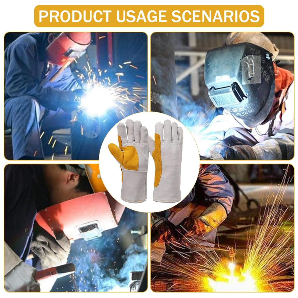 Serplex Welding Gloves for Mechanics with Reinforced Palm and 13 in Sheepskin Leather | Heat and Wear Resistant