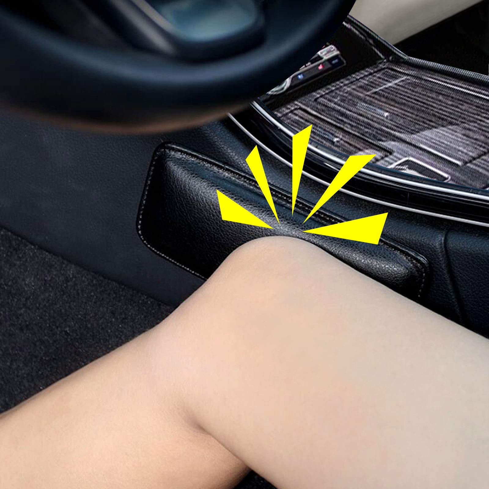 STHIRA Car Knee Cushion Pad 4 Pack for Long Drives with Memory Foam and Adhesive Backing | Waterproof Leather Support