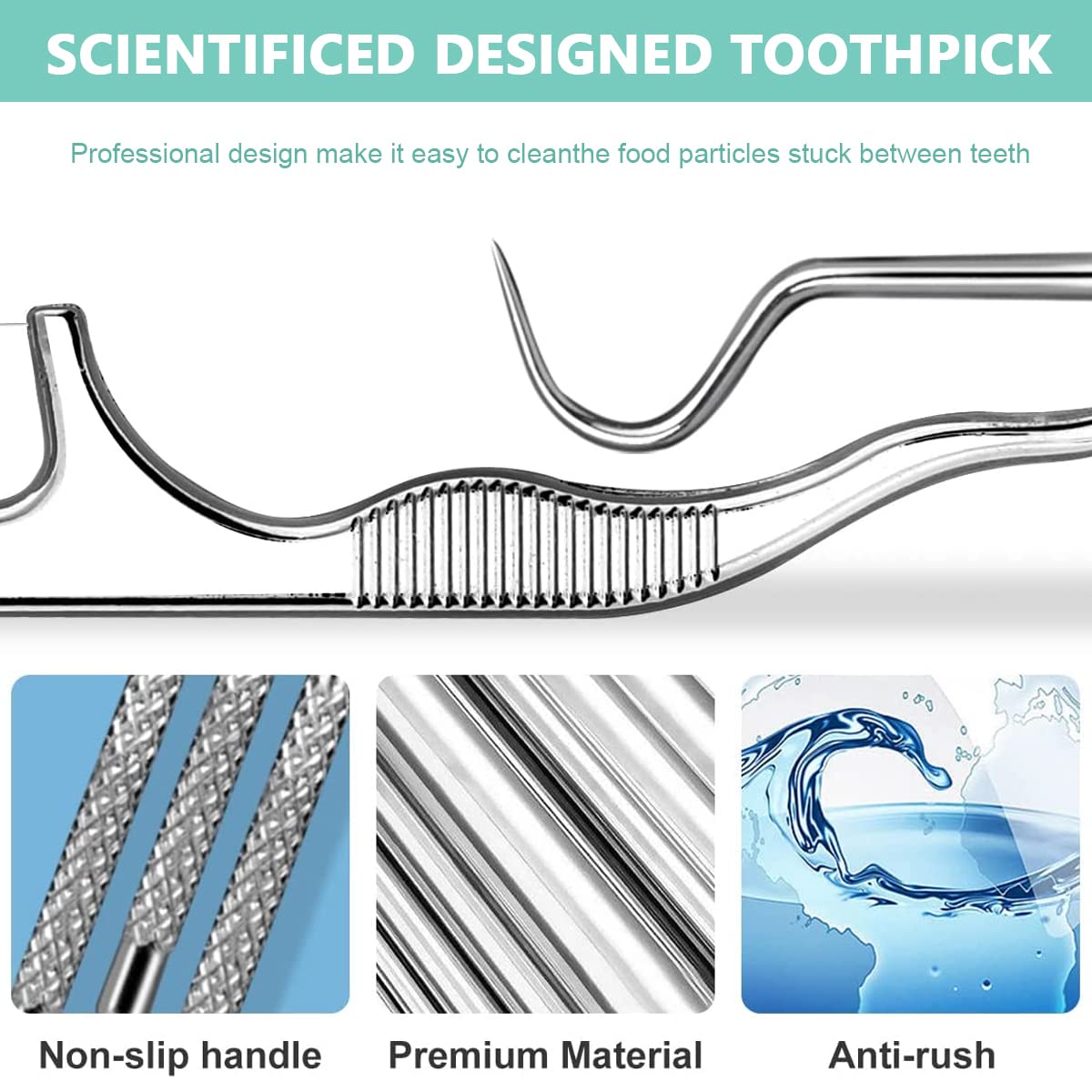 MAYCREATE Dental Tools for Teeth Cleaning with 7 in 1 Picks and Flosser | 304 Stainless Steel