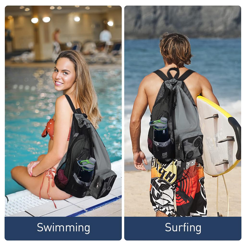 Proberos Gym Bag for Outdoor Activities with Mesh Patchwork Design and Waterproof Pouch 12.6x18.9 in
