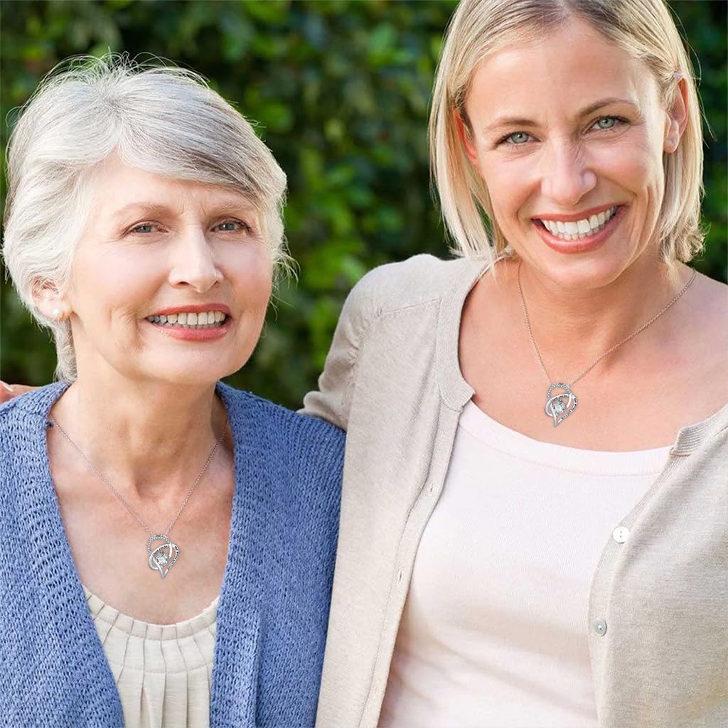 Venzina Necklace for Women featuring Double Interlocking Hearts and Zircon Pendant | Gift for Mom