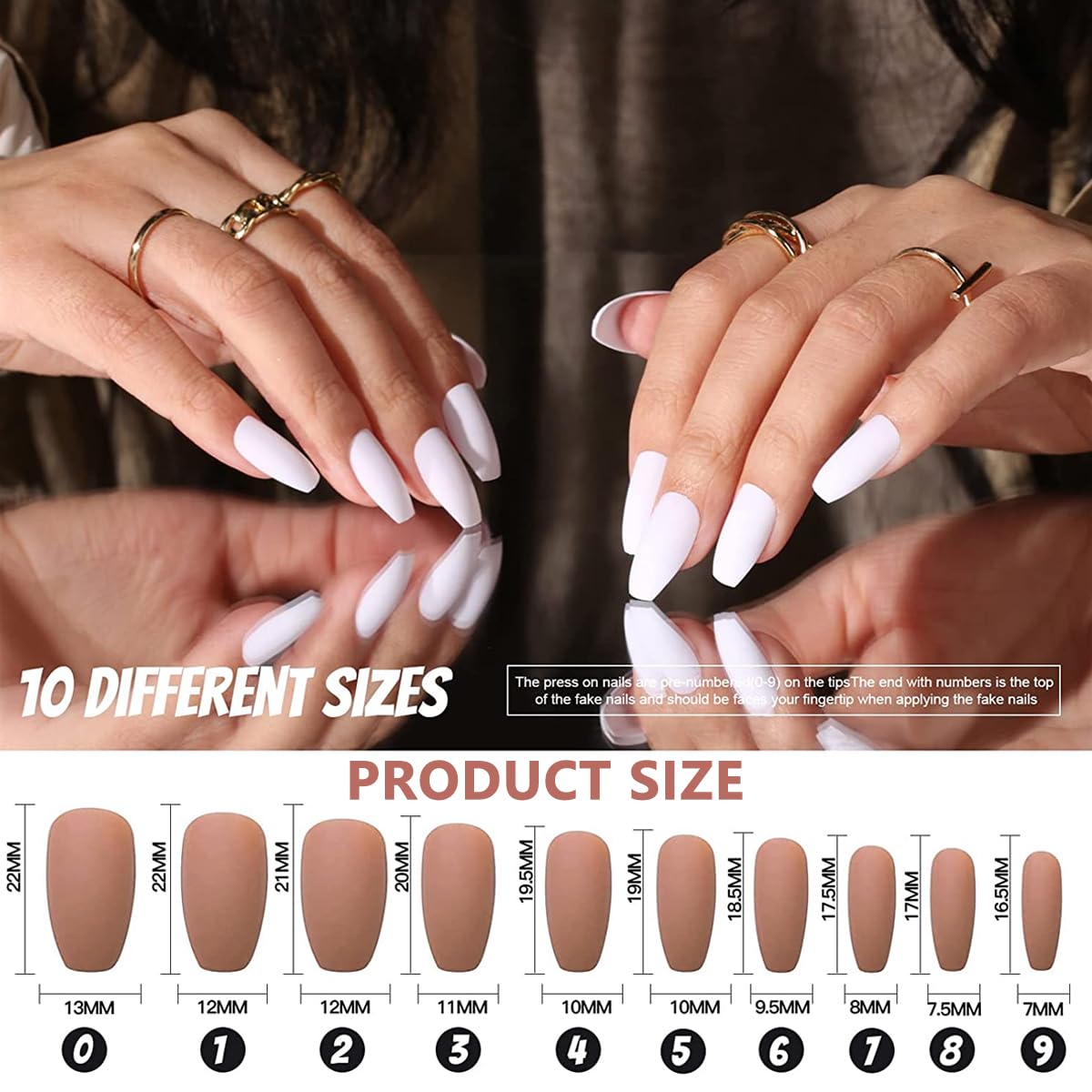 MAYCREATE Press On Nails Set for DIY Nail Art with 288pcs Almond French Tips | ABS False Nails