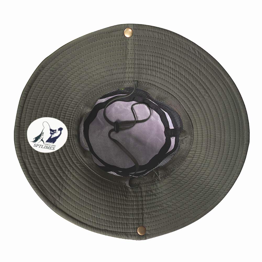 GUSTAVE Summer Outdoor Round Hat for Men with Wide Brim and Mesh UPF 50 Protection | Army Green